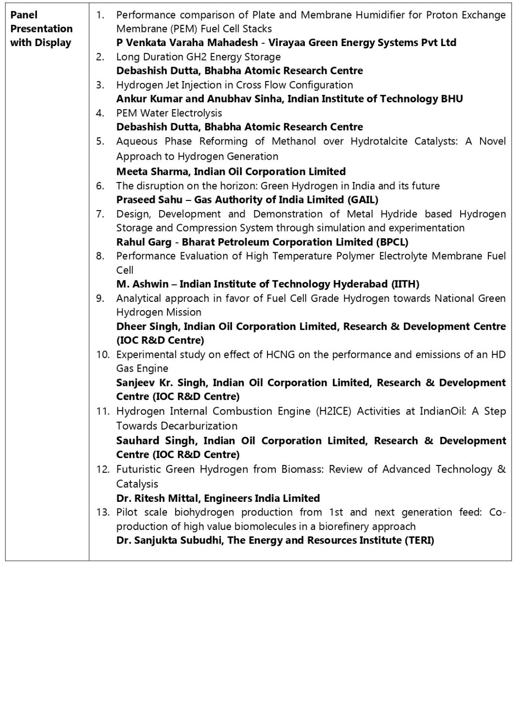 10th international hydrogen & fuel cell conference Program